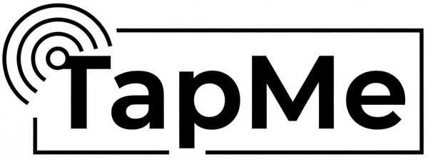Logo of 'TapMe' with a stylized tap icon on a white background