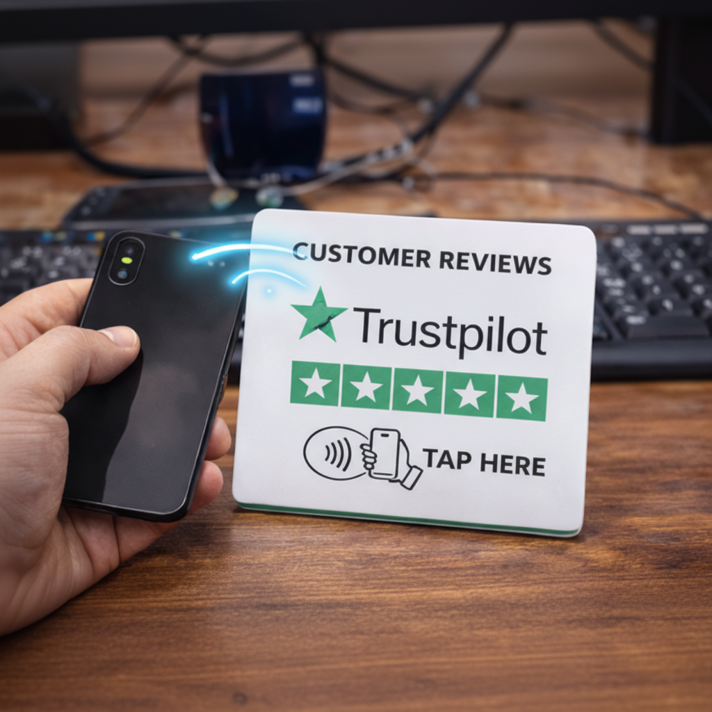 Trustpilot Plaque - In Use with Phone