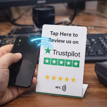 Trustpilot Stand - In Use with Phone