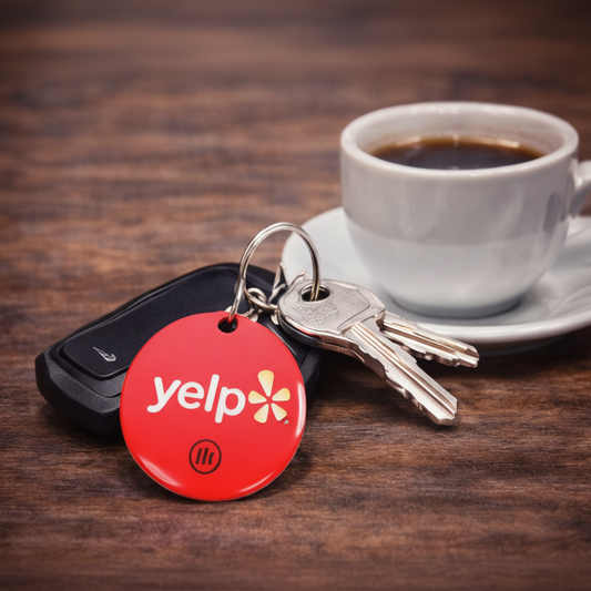 Yelp Keychain - With Coffee Cup